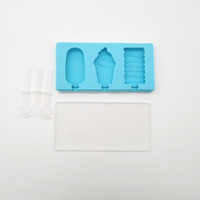 Moule à glace en silicone sans BPA, motif dessin animé, pour bâtonnets de crème glacée, fabrication maison, qualité alimentaire, avec couvercle et bâtonnets