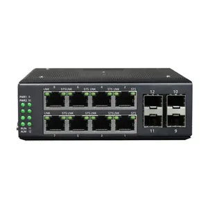 Industrial Din Rail Optical Ethernet Gigabit Switch 8 Port Network L2 Managed Switch dengan 4 Slot Serat SFP