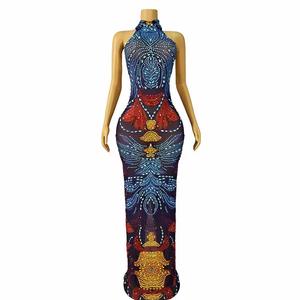 Robes de soirée élégantes scintillantes argentées pour femmes, robe de soirée longue bleue pour invitées de mariage, robes de club - Product Image 1