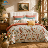 Ensemble de literie Queen en coton égyptien moderne, doux, respirant, imprimé, lavé à la pierre, certifié GOTS, approuvé ISO9001, 300TC, Cloudland