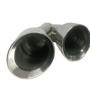 High performance 2.5" Inlet /4.0" Outlet 304 stainless steel dual outlet muffler exhaust tip for universal