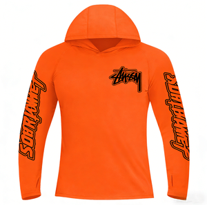 Chemise à capuche de couleur vive avec protection UV, séchage rapide, imprimé lettres, vêtements de protection solaire décontractés pour l'extérieur, unisexe - Product Image 1