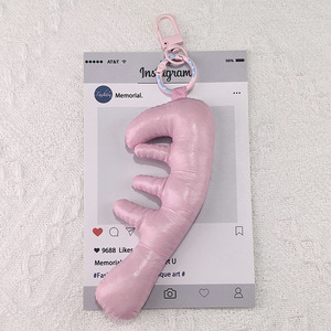 Plush Hand Shape Keychain Glossy Padded Bag <b>Charm</b> Cute Gesture Pendant for <b>Handbag</b> Backpack Key Decoration Fashion Gift - Product Image 6