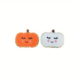 Halloween Kürbis Applique Patch Cartoon Design Eisen auf Chenille gestickte Patches für Kleidungs tasche