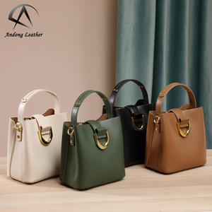 Andong Genuine Cow Leather Shoulder Sling Bucket Bag for Women Girls New Fashion Elegant <b>Ladies</b> Casual Commute Handbags 1223 - Product Image 2