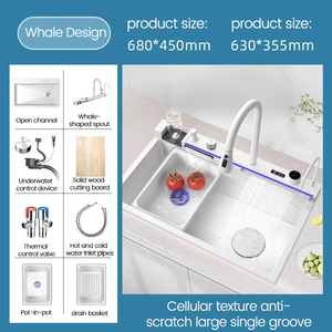 Tiktok xu hướng mới bước thiết kế dễ dàng để làm sạch đa chức năng thác nước Nhà bếp Vòi chìm với hiển thị kỹ thuật số - Product Image 4