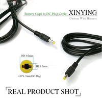 Câble d'alimentation pour batterie de véhicule SHANWEI 2464 Awg24 avec connecteur mâle 12V 24V DC 4.0X1.7mm, pince crocodile 30A, ouverture 20mm