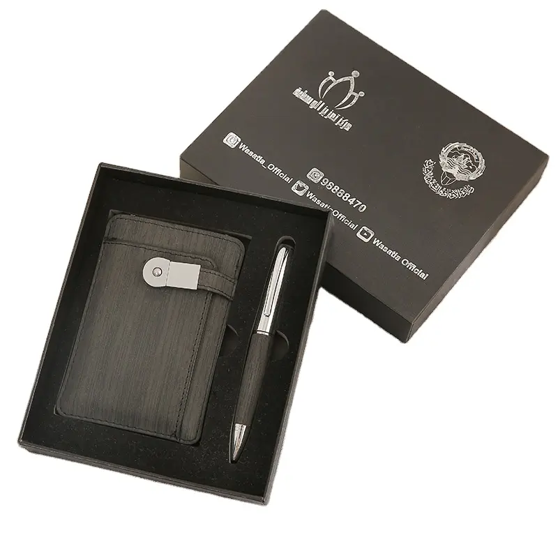Portafoglio classico logo personalizzato con penna di lusso business set regalo