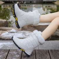 Bottes de neige d'hiver pour femmes, fourrées, mi-mollet, à lacets, imperméables, antidérapantes, à semelle épaisse, chaudes, pour l'extérieur