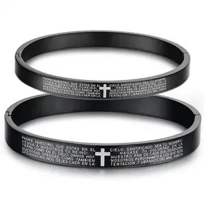 Bracelet femme classique avec croix, disponible en noir, livraison gratuite