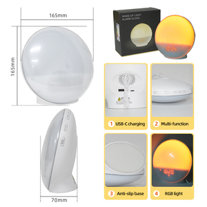 Đồng hồ báo thức mặt trời mọc đèn ngủ RGB trang trí phòng ngủ đèn đánh thức sáng tạo công tắc cảm ứng thân đèn bàn quà tặng sinh nhật - Product Image 3