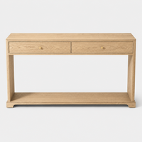 Table console moderne de luxe en bois massif avec pieds courbes, glissières à fermeture douce, écologique, durable, 2 tiroirs pour salon