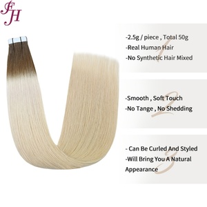 Extensions de cheveux à bandes adhésives FH Stock Color Glue Tape, cheveux humains lisses avec cuticules alignées, 26 pouces, 60 pièces - Product Image 4
