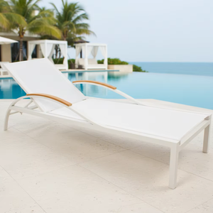 Precio barato comercial Hotel piscina aluminio ajustable Sling Lounge Chair playa tumbona con brazo - Product Image 2