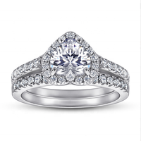 Bijoux fins 6.5*6.5mm blanc 5A zircon cubique bague diamant un carat CZ bague en argent Sterling 925 coeur anneaux