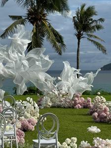 Tissu en organza fait main extra large, idéal pour la décoration de cérémonies de <span class=keywords><strong>mariage</strong></span> en bord de mer, les arrière-plans de studio photo et la décoration d'ouverture d'hôtels - Product Image 5