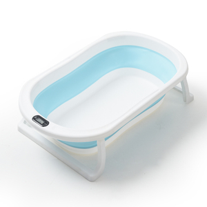 Portable Collapsible Folding Bathtub Baby Plastic Bath Tub Set With Thermometers   Stand