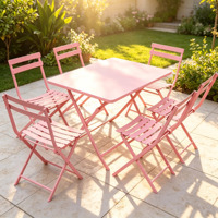 Tables pliantes d'extérieur modernes, chaises de patio 2/4/6 Set table et chaises pliantes en métal et acier