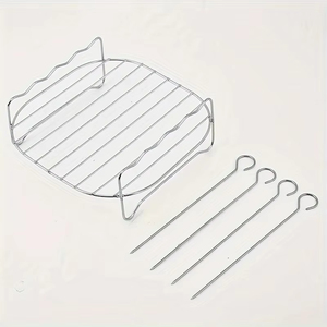 1 ensemble de grille de cuisson en acier inoxydable pour friteuse à air, avec 4 pics à viande, accessoires de cuisine - Product Image 5