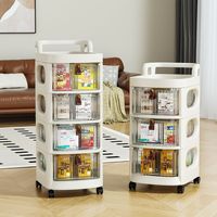 Chariot de rangement à 3 niveaux en plastique transparent de couleur unie avec tiroirs roulants pour chambre à coucher, produits pour bébés, articles divers, style moderne
