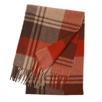 Écharpe en laine 100% laine longue pour femme, motif à carreaux, hiver, franges, accessoire de mode, chaude, douce, légère, cadeau élégant, confortable