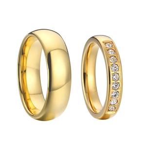 Parure de Bagues de Mariage Plaqué Or 18K pour Homme et <span class=keywords><strong>Femme</strong></span>, Alliances Assorties en <span class=keywords><strong>Acier</strong></span> <span class=keywords><strong>Inoxydable</strong></span>, Bijoux pour Couple Amoureux, Anel Anillos - Product Image 2