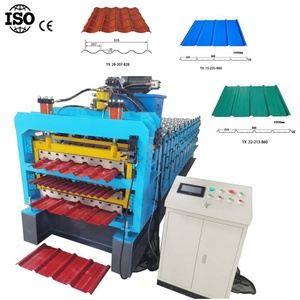3 trong 1 ba lớp mái đá phiến kim loại mái ngói Máy làm hình thang sóng ibr tấm mái cuộn hình thành giá máy - Product Image 1