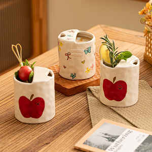 Creative Red Apple Coffee <b>Mug</b> Handmade Ceramic Coffee to Go Cup Unique Sip <b>Mug</b> - Product Image 5