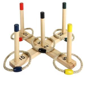 Jeu de lancer d'anneaux en pin du Vietnam de haute qualité, multicolores, pour le divertissement en plein air, marque GENIUS, 5-7 ans - Product Image 1