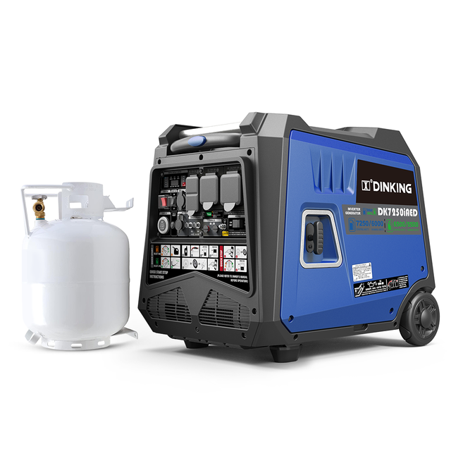 DINKING 7250W Silent Inverter Portable Generator Dual Fuel with GAS & LPG Super Silent Gasoline