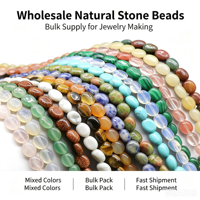 Perles ovales en pierre naturelle, perles en pierre polie lisse pour la fabrication de bracelets, colliers, bijoux, bricolage, vente en gros