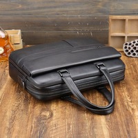 Sac à bandoulière en cuir de vachette noir grainé, style mode, pour ordinateur portable, mallette pour homme d'affaires