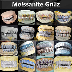 Grillz dentaire personnalisé en argent sterling 925 plaqué or, serti de diamants de laboratoire et de moissanite VVS, 12 pièces - Product Image 6