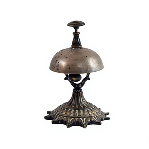 Antique <b>Brass</b> Table Service <b>Bell</b> Ornamental Push Call <b>Bell</b> Vintage Hotel Reception Counter <b>Bell</b> Restaurant Desk Decor - Product Image 1