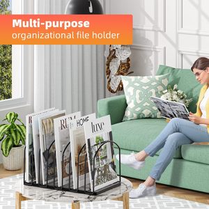Organizador de archivos de escritorio inclinado de malla metálica, soporte vertical para carpetas de archivos, estante de Metal, clasificador de archivos, organizador de escritorio - Product Image 4