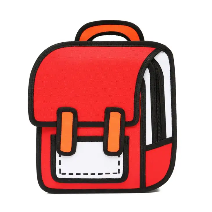 3D Jump Style Schult aschen 2D Zeichnung aus Cartoon Rucksack Papier Umhängetasche Comic Bookbag für Jungen Mädchen sac a dos scolair