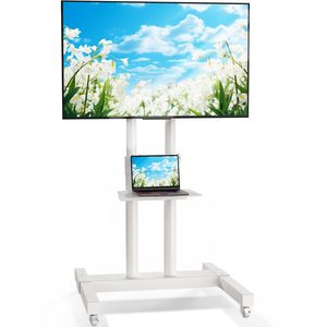 Chariot mobile pour téléviseur en acier laminé à froid blanc, robuste, avec roues, hauteur réglable, pour bureaux, salles de classe, salles de conférence, téléviseurs de 40 à <span class=keywords><strong>83</strong></span> <span class=keywords><strong>pouces</strong></span> - Product Image 1