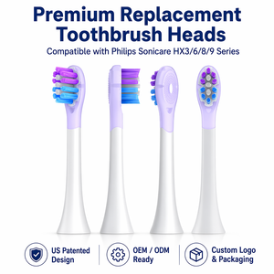 Têtes de <span class=keywords><strong>brosse</strong></span> de rechange pour <span class=keywords><strong>brosse</strong></span> à <span class=keywords><strong>dents</strong></span> électrique sonique OEM avec poils souples DuPont, absorbant les chocs, compatibles avec les modèles Phili - Product Image 1