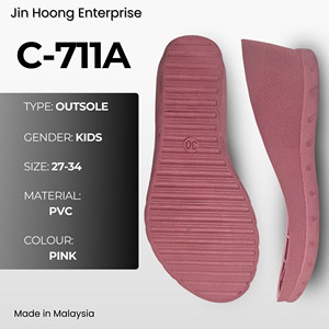 Jin Hoong Kid's Lightweight Durable Anti-Slip PVC C-711A Wedges Pink Outsole <b>Water</b>-Resistant 50mm Thickness - Product Image 1