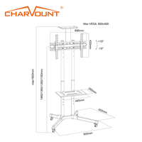 Support TV Mobile 32-70 pouces LED LCD écran plat/incurvé TV roulant/sol TV chariot réglable en hauteur avec étagère