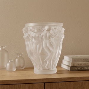 Modern Luxury <b>Small</b> Frosty Handmade Crystal Liuli Glass Round Shape Tabletop Decorative <b>Vase</b> for Home and Hotel Decor Glass Crys - Product Image 3