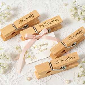 Pinces à linge en bois personnalisées avec nom, clips en bois gravés sur mesure pour affichage de photos, pinces à linge DIY - Product Image 3