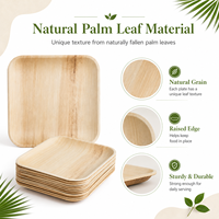 Assiettes jetables durables en feuilles de palmier, vaisselle naturelle en gaine d'arec pour restaurant ou usage domestique