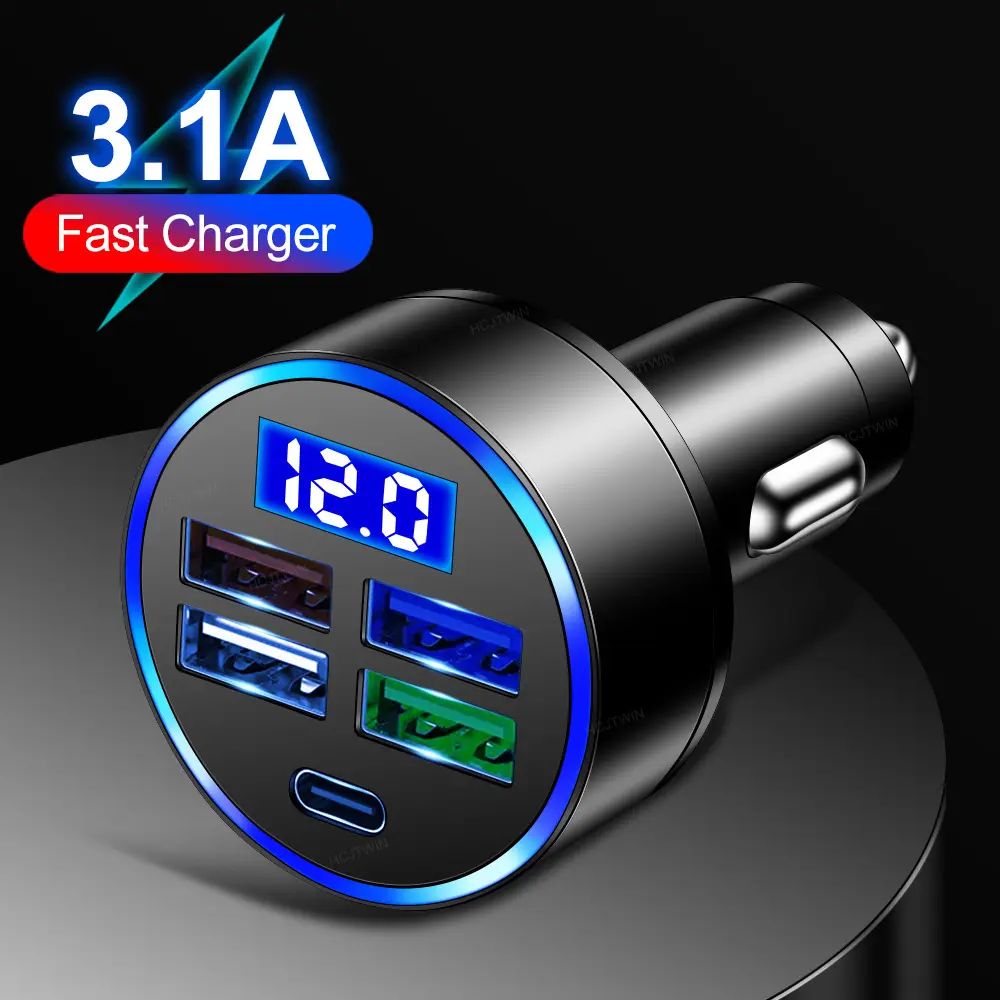 4 Ports PD usb Car Charger Type C 3.1A fast charging For iPhone 14 13 Pro Max Xr Huawei P40 Xiaomi Samsung Type C Phone Charger