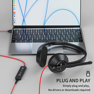 BINNUNE BH03 Wired Over-Ear Office Headset with <b>Microphone</b> <b>for</b> <b>PC</b>, Laptop, Call Center - Product Image 2