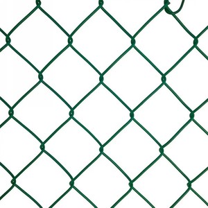Green Plastic Coated Chain Link <b>Mesh</b> Fence Panel Diamond Hole Pattern Iron <b>Wire</b> Material - Product Image 1
