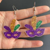 Groothandel Nieuwe Carnaval Acryl Harsen Lucite Oorbellen Geometrisch Schattig Kleurrijk Ster Masker Mardi Gras voor Vrouwen Cadeau
