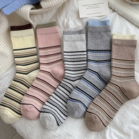 Chaussettes décontractées en coton côtelé bicolore à rayures noires pour femmes, collection Printemps-Automne 2027