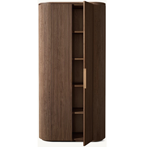 R American Style <strong>White</strong> Oak Vertical Grain Curved <strong>Double</strong> Door <strong>Wardrobe</strong> - Product Image 2