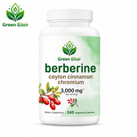 Élixir Vert de Haute Qualité à la Berbérine, Cannelle de Ceylan et Chrome 3000mg – 240 Capsules Végétaliennes pour la Gestion Quotidienne de l'Énergie chez l'Adulte